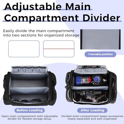 Car+Boat Vacuum Storage Bag Compatible with Dyson V7 - V15 – Organizer Case for Cordless Handheld Vacuum & Accessories, Travel Carrying Bag with Adjustable Dividers for Home, Car, RV & Garage (Black) - Image 3