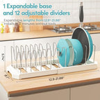Expandable Pan Organizers Inside Cabinet with 12 Dividers White - Image 3