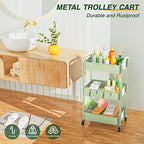 LEHOM 3 Tier Rolling Cart, Metal Rolling Utility Cart with Lockable Wheels - Image 2
