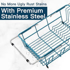 MAJALiS Blue Expandable Dish Drying Rack Over Sink with Extra Drying Mat - Image 6