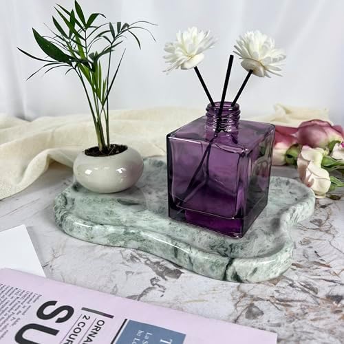 WneFu Choiziic Natural Decorative Tray, Cloud Shape, 9.8x6.1x0.62 Inches, Modern Style, Polished Finish, Bathroom Kitchen Counter Vanity Organizer with Anti-Slip Mad (Green-Marble-P) - Image 4