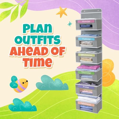 Weekly Clothes Organizer for Kids, Hanging Closet Daily Outfit Storage - Image 4