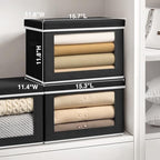 Homsorout Storage Bins with Lids, 4 Pack Large Storage Cubes with Window, Closet Bins with Lids & Handles, Fabric Box for Organizing Clothes, Towels, Books, Black - Image 2