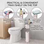 Toilet Paper Holder with Shelf, Freestanding Toilet Paper Stand with Storage Space for Holding Extra 4 Toilet Paper Rolls On the Base, Stainless Steel in Brushed Nickel Finish - Image 4