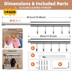 Valet Rod for Closet Pull Out 12 Inch with 5 Hooks - Chrome 1 Pack - Image 4