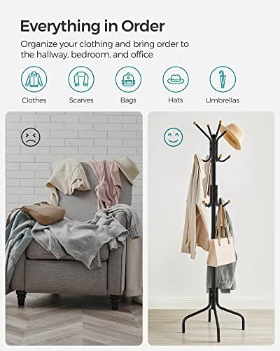 SONGMICS Coat Rack Freestanding, Metal Stand with 12 Hooks and 4 Legs - Image 5