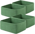 OIAHOMY 4 Pack 14.17 * 11.02 * 6.3IN Storage Baskets for Organizing Shelves, Woven Rope Baskets for Organizing Books, Clothes, Decorative Basket for Living Room, Nursery, Bedroom, Gift Basket, Green by MasterofSpaceOptimization