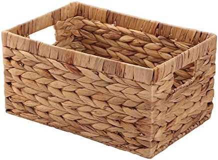 KINGWILLOW Woven Natural Water Hyacinth Rectangular Organizer Basket, Small by KINGWILLOW