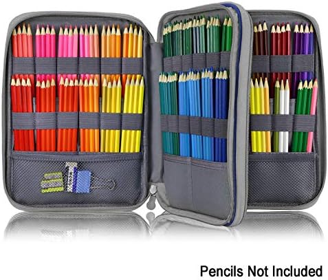 YOUSHARES 192 Slots Colored Pencil Case, Large Capacity Pencil Holder Pen Organizer Bag with Zipper for Prismacolor Watercolor Coloring Pencils, Gel Pens & Markers Artist (Blue) - Image 2