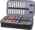 Vomgomfom 300 Slots Marker Case 4-Layer PU Leather, Handle, Solid Black - Image 4