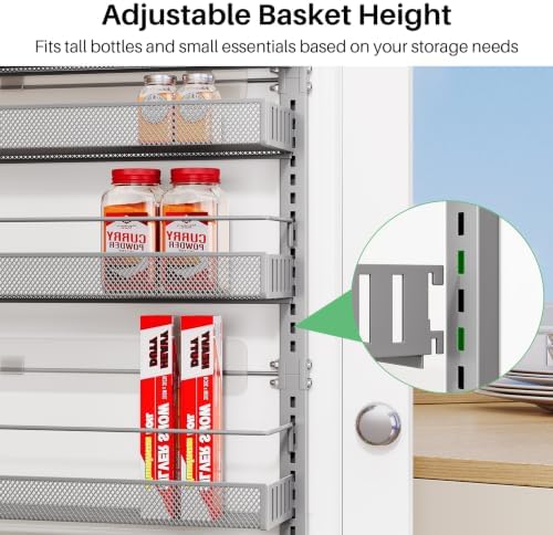 SNTD 8 Tiers Over the Door Organizer, 17" W x 6" D x 69" H, Grey - Image 4