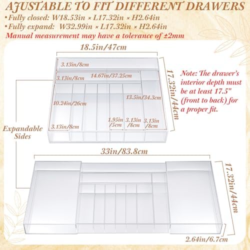 Teenyyou 1 Pcs Expandable Drawer Organizer, 18.5 x 17.4 Inches, 9-11 Slots - Image 2