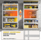 REIBII 2000LBS Storage Shelves 5 Tier Garage Shelving Heavy Duty Metal Shelving Adjustable Garage Shelves for Pantry Closet Kitchen Basement 28" W x 13.8" D x 59.8" H, Silver - Image 6