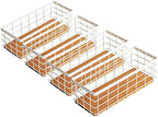 TIEYIPIN Small Metal Wire Storage Basket, Detachable Wood Base Storage Organizer Bin Basket for Kitchen Cabinets, Bathroom, Pantry, Garage, Laundry Room (Cream White, 4 Pack) by TIEYIPIN