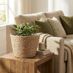 Set of 4 Seagrass Planter Basket, 6" 7" 9" 10" Hand Woven Plant Basket with Waterproof Plastic Liner, Round Natural Flower Pot for Indoor Outdoor Modern Home Decoration, Brown - Image 7
