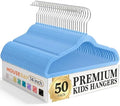 HOUSE DAY 14 Inch Kids Velvet Hangers 50 Pack, Durable Big Kid Hanger Blue by HOUSEDAY