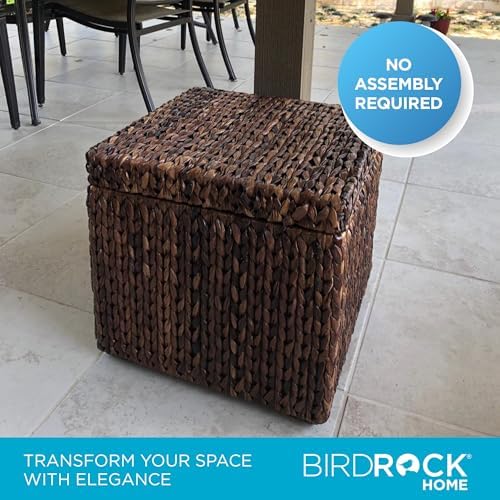 BIRDROCK HOME Large Storage Box with Lid - 18"x17" Handwoven Seagrass Storage Baskets for Home Organizing - Sturdy Metal Frame Wicker Basket with Lid for Living Room, Office & Bathroom - Image 5