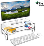 AMT Clear Acrylic Monitor Stand Riser 2 Tier, 5.5 Inches High Clear Computer Desk Organizer Shelf for Multi Media PC Storage Laptop - Image 6