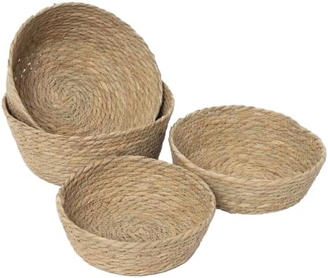 KINGWILLOW Woven Basket Set, Round Storage Organizer, Set of 4 by KINGWILLOW