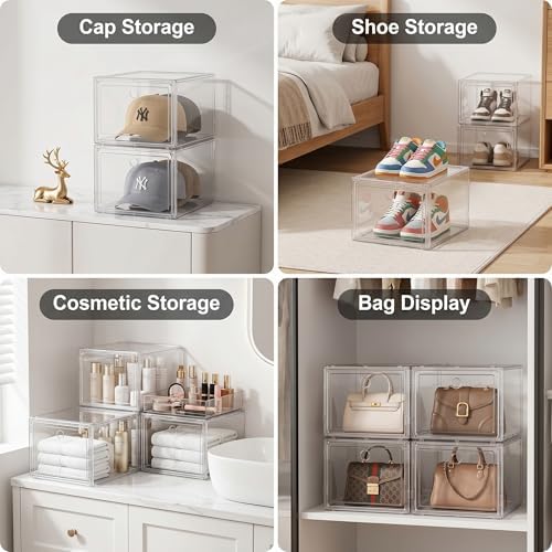 Clear Shoe Storage Boxes 9 Pack, Stackable Bins with Magnetic Doors - Image 6