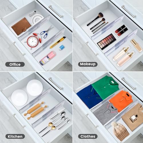 6 Pack 5" High Clear Adjustable Drawer Dividers Clothes,Expandable 13-21" - Image 6