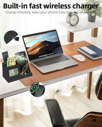 Desk Organizer with Wireless Charger, Digital Clock, Thermometer & Hygrometer - Multi-Functional Pencil Holder, Office Desk Accessories Storage Caddy for Home, Office, Men, Women (Battery Included) - Image 2