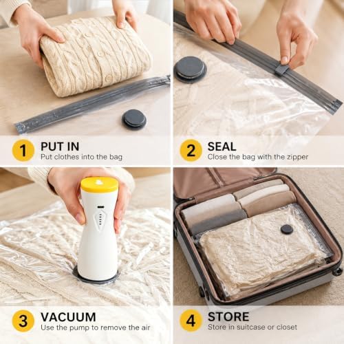 12 Pack Vacuum Compression Bags with 2‑in‑1 Rechargeable Air Pump - Image 6