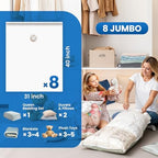 TAILI 8 Pack Vacuum Storage Bags, Jumbo Size (31×40 inch), Cream - Image 3