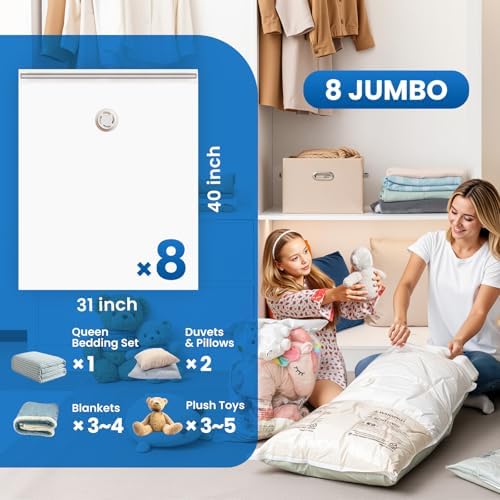 TAILI 8 Pack Vacuum Storage Bags, Jumbo Size (31×40 inch), Cream - Image 3