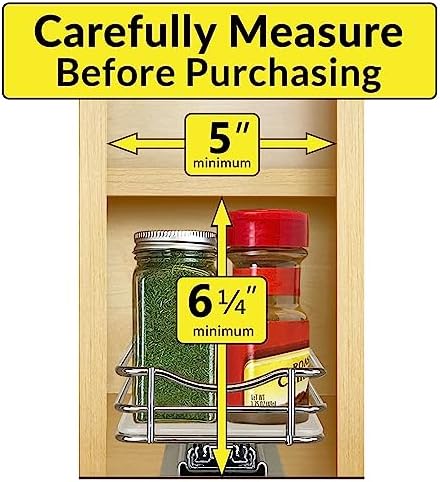 LYNK PROFESSIONAL® Pull Out Spice Organization for Cabinets - 4-3/8 inch Wide – Spice Rack for Inside Cabinets, Slide Out Spice Rack Organizer for cabinet – Pull Out Spice Rack, Sliding 1 Tier Chrome - Image 4