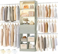 Besiost Closet System, 4-8 FT Closet Organizer System with Smart Sensor Lights, 2 Wooden Drawers and 5 Hanging Rods, Crab Green by Besiost