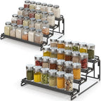 2 Pack Spice Rack Organizer for Cabinet, 4 Tier Black Seasoning Organizer Rack for Inside Cabinets, Countertop, Pantry Storage by GREATLUHENGPING