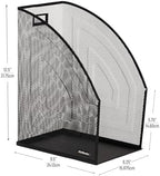 Mind Reader Vertical File Organizers, Desktop File Holders for Folders, Magazines, and Paperwork, Workspace Organizer, Metal Mesh, Set of 2, Black - Image 3
