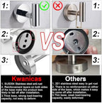 6 Pieces Polished Chrome Bathroom Hardware Accessories Set Hand Towel Ring 16&23.6 inch Round Towel Bar Toilet Paper Holder Towel Hooks 2 Pieces SUS 304 Stainless Steel,Heavy Duty,Wall Mounted - Image 6
