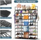 Kottwca 3 Row 10 Tier Large Shoe Rack Organizer for Closet Entryway, 60-65 Pair Shoe Boot Storage Rack, Metal Shoe Shelf Tall Vertical Stackable Shoe Stand for Bedroom Corner - Image 4