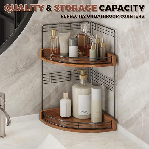 Bathroom Countertop Corner Organizer for Small Spaces, 2-Tier Counter Shelf - Image 3