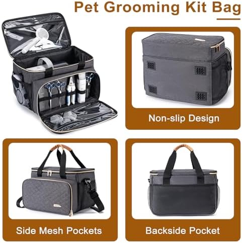Dog Grooming Vacuum Bag, Pet Grooming Kit Bag Perfect for Dog Hair Vacuum & Grooming Tool Kit Accessories- Grey - Image 3