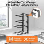 MUDEELA Pot and Pan Organizer Under Cabinet 15.75", 4-Tier Pot Rack, 2 Pack - Image 4