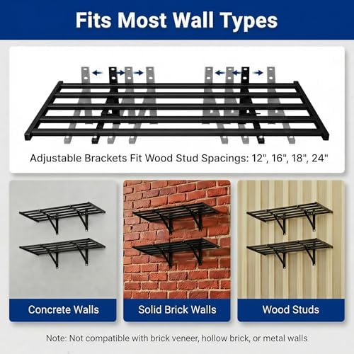 FLEXIMOUNTS 4-Pack 2x4ft Garage Wall Shelving, 8 Hooks, Heavy Duty, Black - Image 7