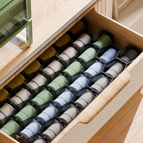 Honeycomb Separator Adjustable Drawer Organizer Divider for Underwear Belt-Scarf Socks Organizer (Black(4pcs)) - Image 3