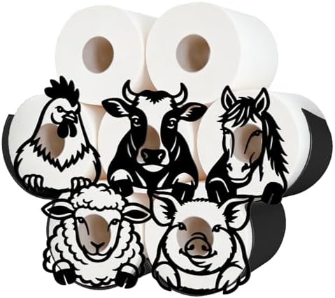 Farm Animal Toilet Paper Holder Wall Mount/Stand for Extra 8 Rolls by WHIMSTITCH