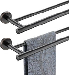 JQK Double Bath Towel Bar, Oil Rubbed Bronze 33 Inch 304 Stainless Steel Thicken 0.8mm Towel Rack for Bathroom, Towel Holder Wall Mount, Useable Length 30 Inch 2 Pack, TB100L30-ORB-P2 by Homeimprovement