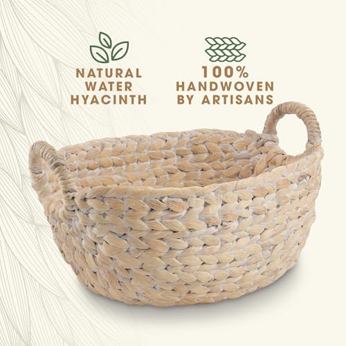 Set of 3 Wicker Storage Baskets for Organizing - Woven Decorative Baskets with Handles - Organizers for Bathroom, Kitchen, and Shelves (White) - Image 5
