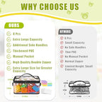 8 Pack Large Clear Toy Storage Bags with Labels, Handles, Zippers, Black - Image 2