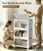 Hanyi 250 QT 3-Tier Stackable Storage Bins with Lids, Clear Doors, 4 Wheels - Image 6