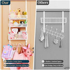 Consumest Over The Door Hooks Organizer - 4 Tier Door Coat Rack with 3 Baskets & 12 Hooks, Stainless Steel Towel Hanger for Bedroom, Bathroom, Living Room, White - Image 3