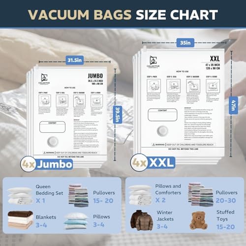 8 Pack XXL & Jumbo Space Saver Vacuum Storage Bags - Image 2