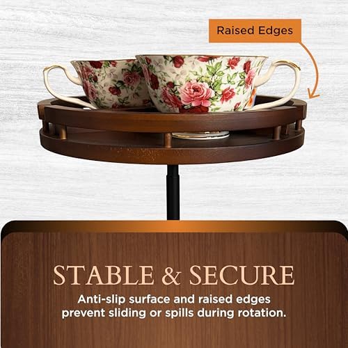 2 Tier Lazy Susan Organizer – 12" Bamboo Rotating Spice Rack Organizers with Adjustable Height Turntable for Cabinet, Pantry, Medicine Cabinet, Kitchen, Spinning Bathroom Counter Top Organizers - Image 7
