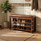 Shoe Rack Bench Entryway Storage with Leather Cushion, 39.4" - Image 2