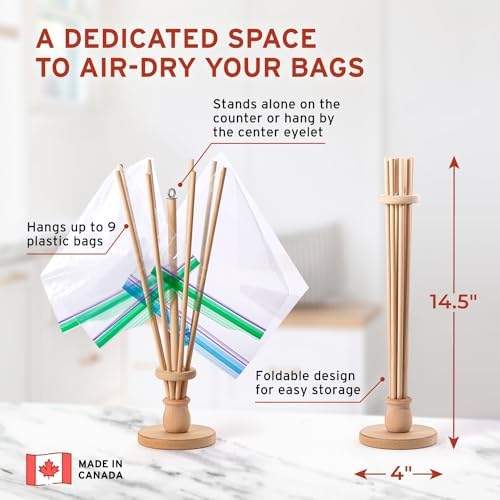 Plastic Bag and Bottle Dryer - Patented; Multi-Purpose Drying Rack Saves Money and the Planet. Folds for Easy Storage - Image 4